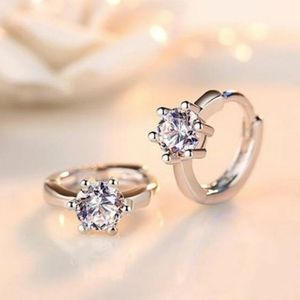 NEW 925 STERLING SILVER SOLITAIRE HUGGIE HOOPS